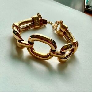 Monet Geometric Gold Link Bracelet 80s vintage